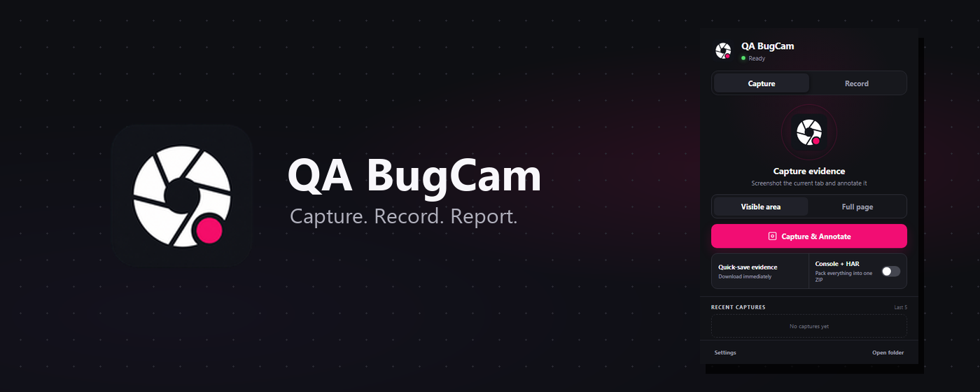 QA BugCam extension promotional preview