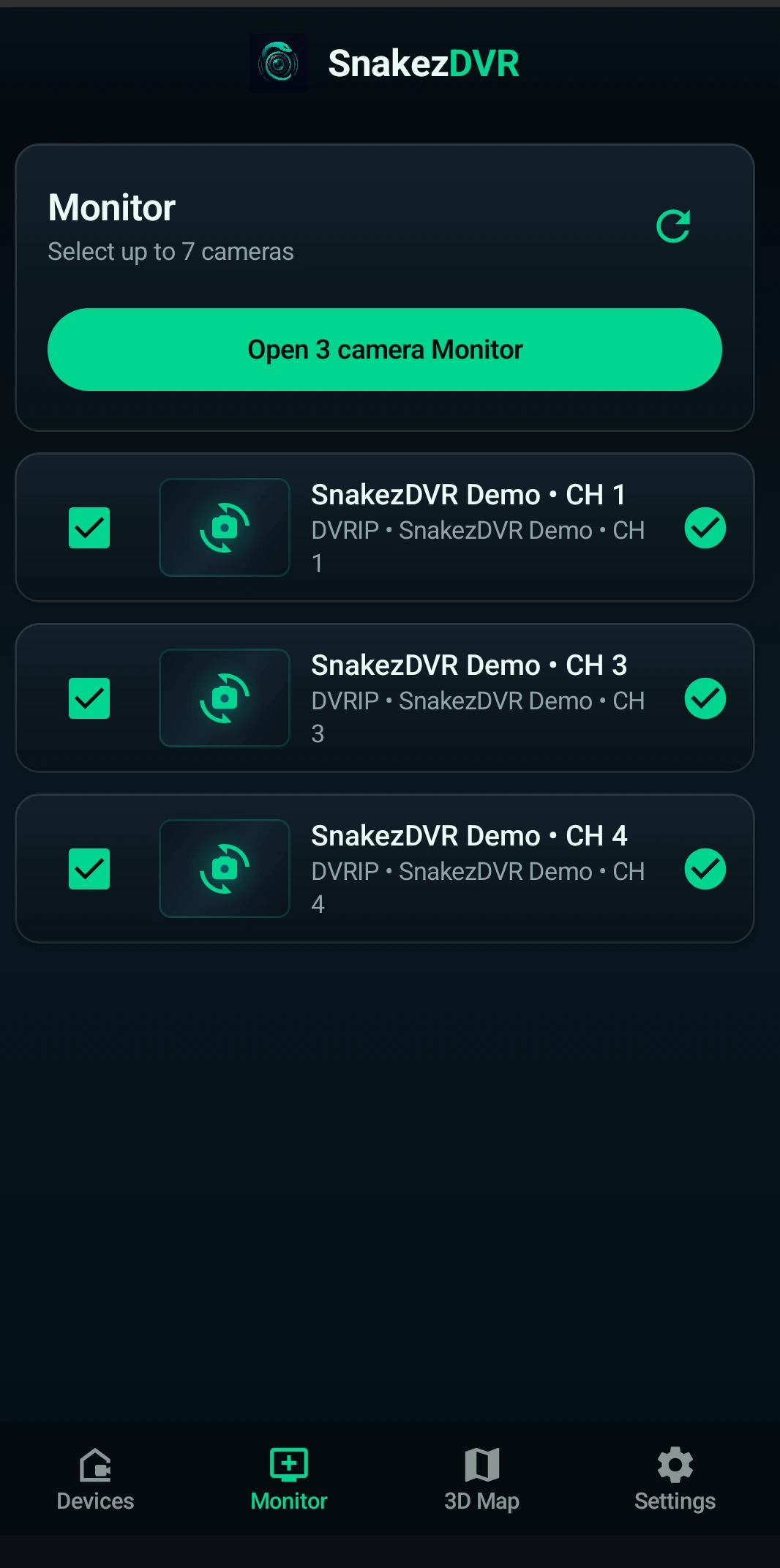 SnakezDVR camera monitor picker