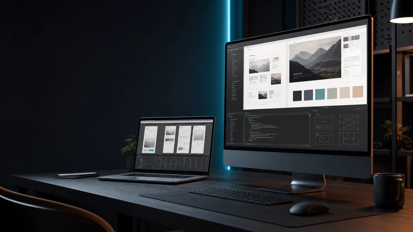 Professional website design workspace